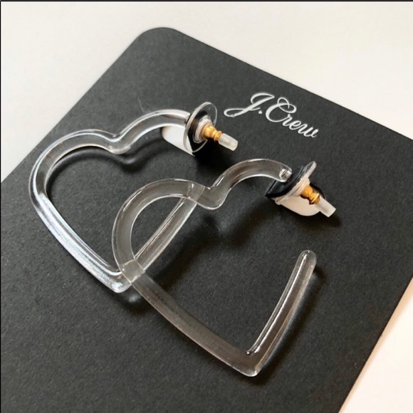 J.Crew✨New✨Heart Hoop Clear Acetate Earrings - Picture 4 of 8